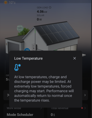 low temperature warning screenshot